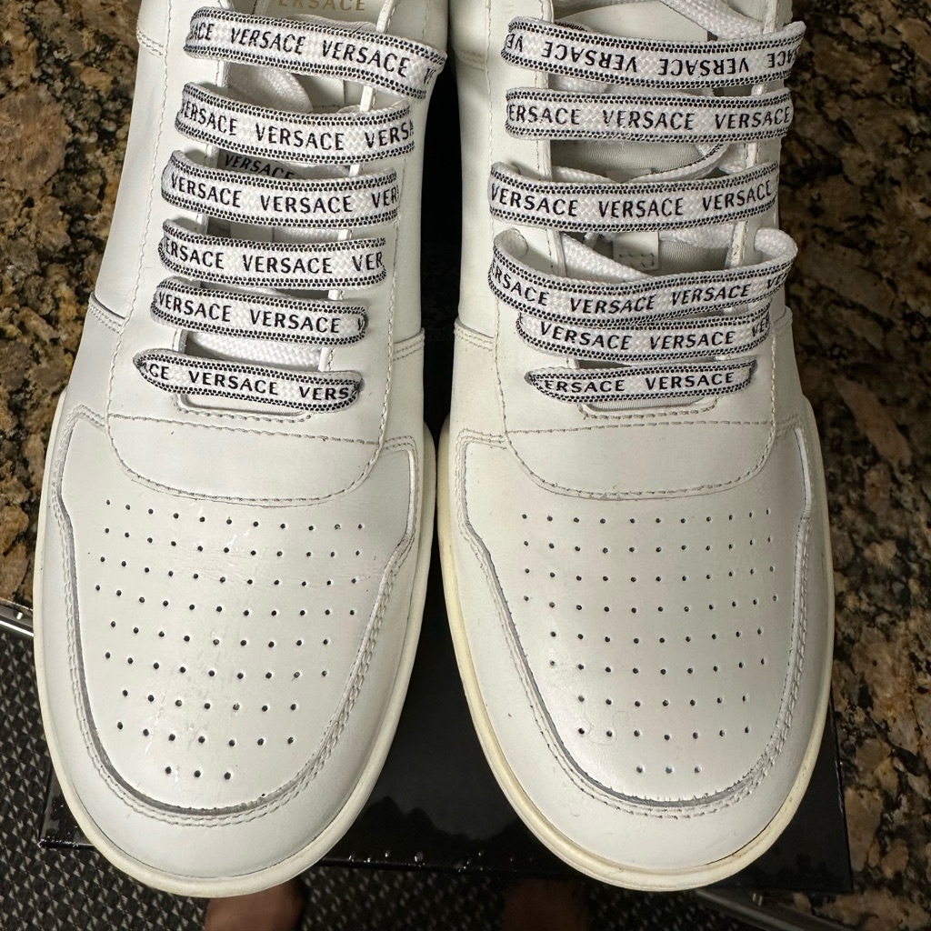 These Versace Sneakers Have Been Worn Maybe 4 Times . They Are Classic .